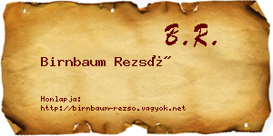 Birnbaum Rezső névjegykártya